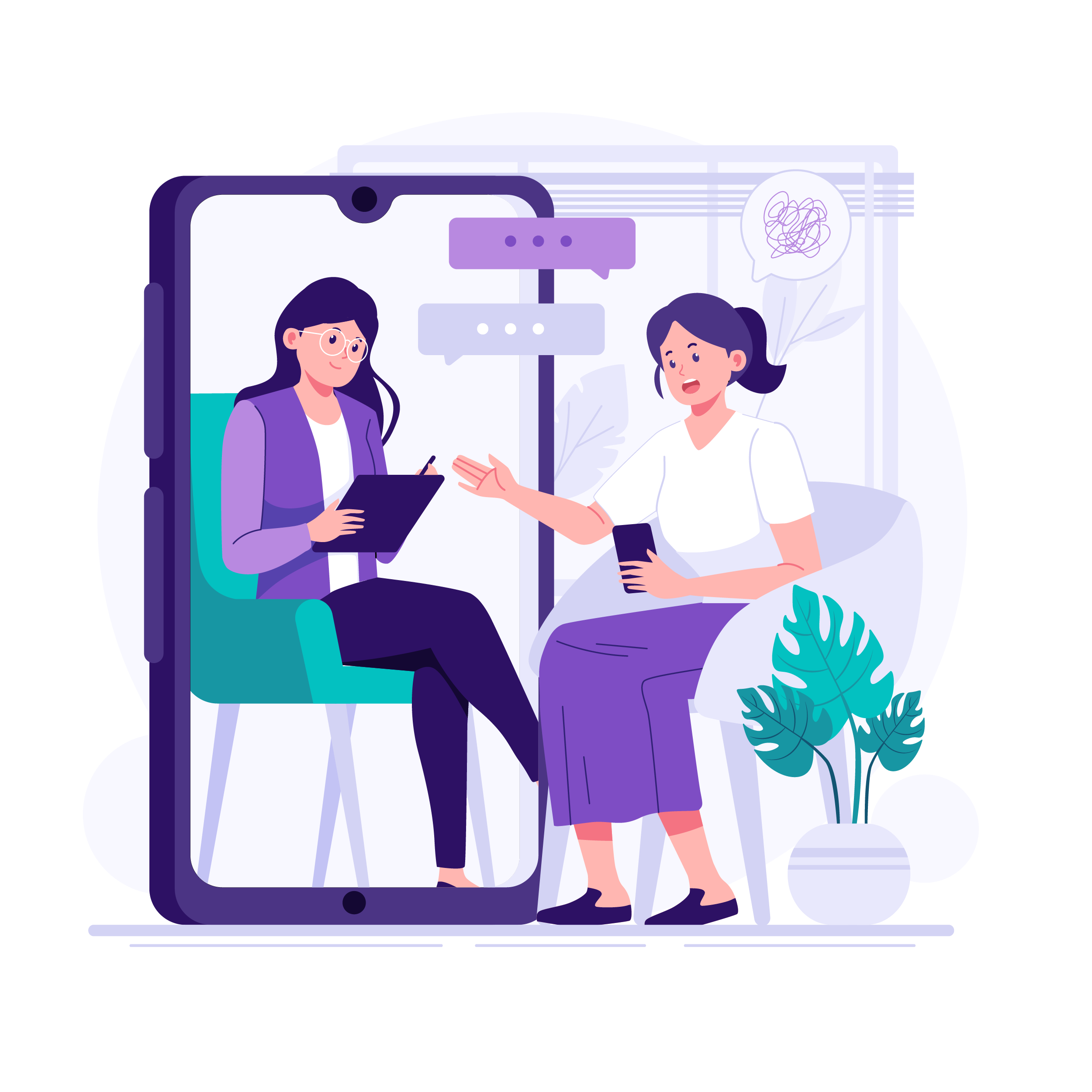 Person accessing online stress therapy from home